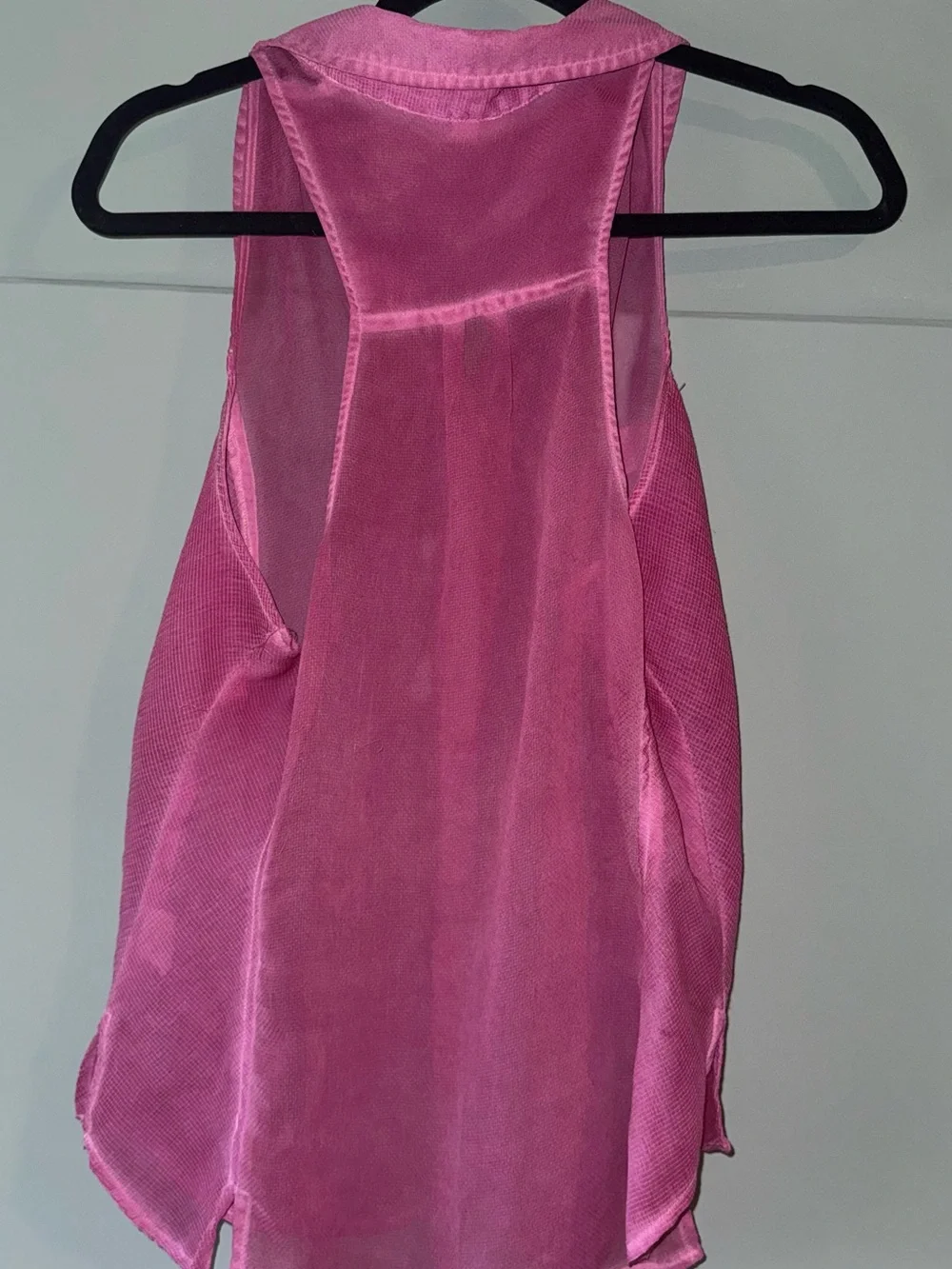 Free People Sleeveless Button Front Sheer Pink Tank Top Blouse - Picture 3 of 4